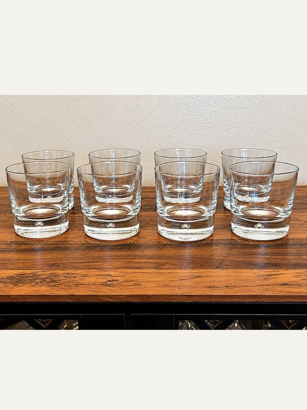 Vintage Williams Sonoma Bubble Base Double Old Fashioned Glasses Set of 10 oz
